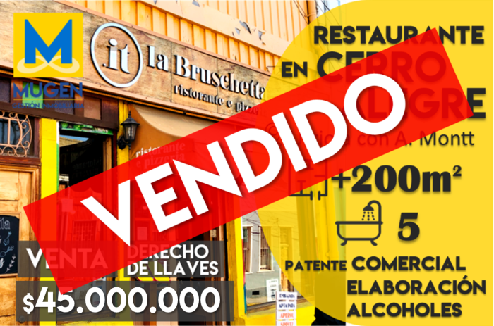 VENDIDO - Restaurante italiano en Cerro Alegre, Valparaiso